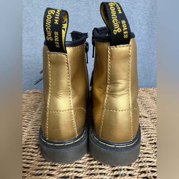 Shiny Gold Dr Martens in great condition - Youth Size 3 - lace & zip up - Picture 8 of 13